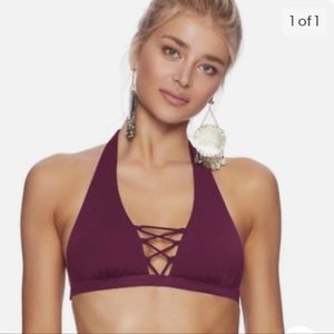 Beach Bunny "Cameron" Bikini Halter Top Size M Plum